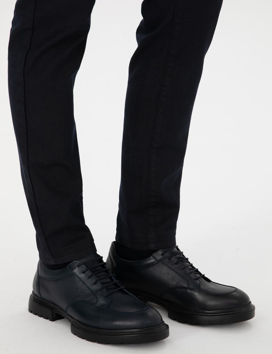 Lacivert %100 Deri Casual Ayakkabı