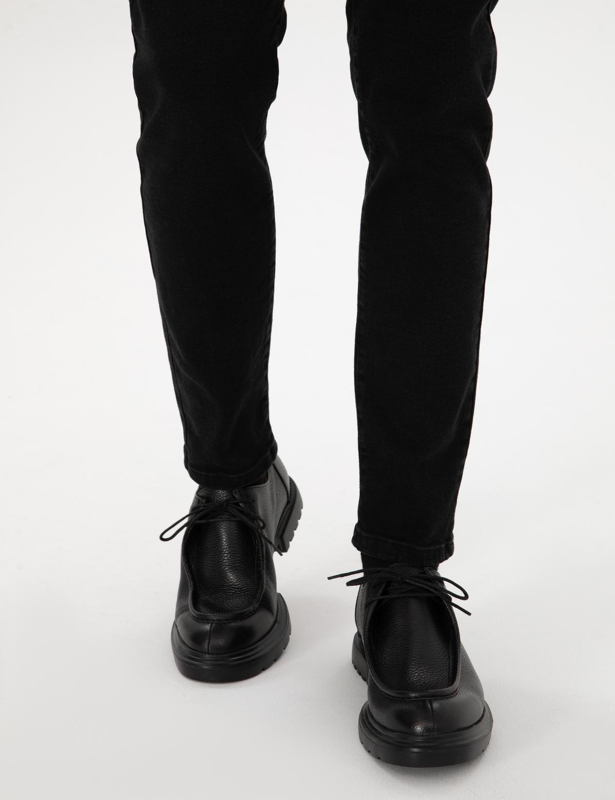 Siyah %100 Deri Eva Taban Casual Ayakkabı - 50315696010