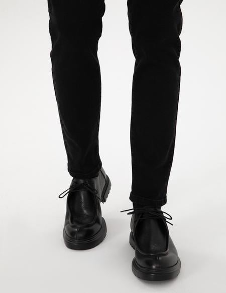 Siyah %100 Deri Eva Taban Casual Ayakkabı - 50315696010