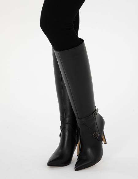 Siyah Topuklu Çizme - 50315591003