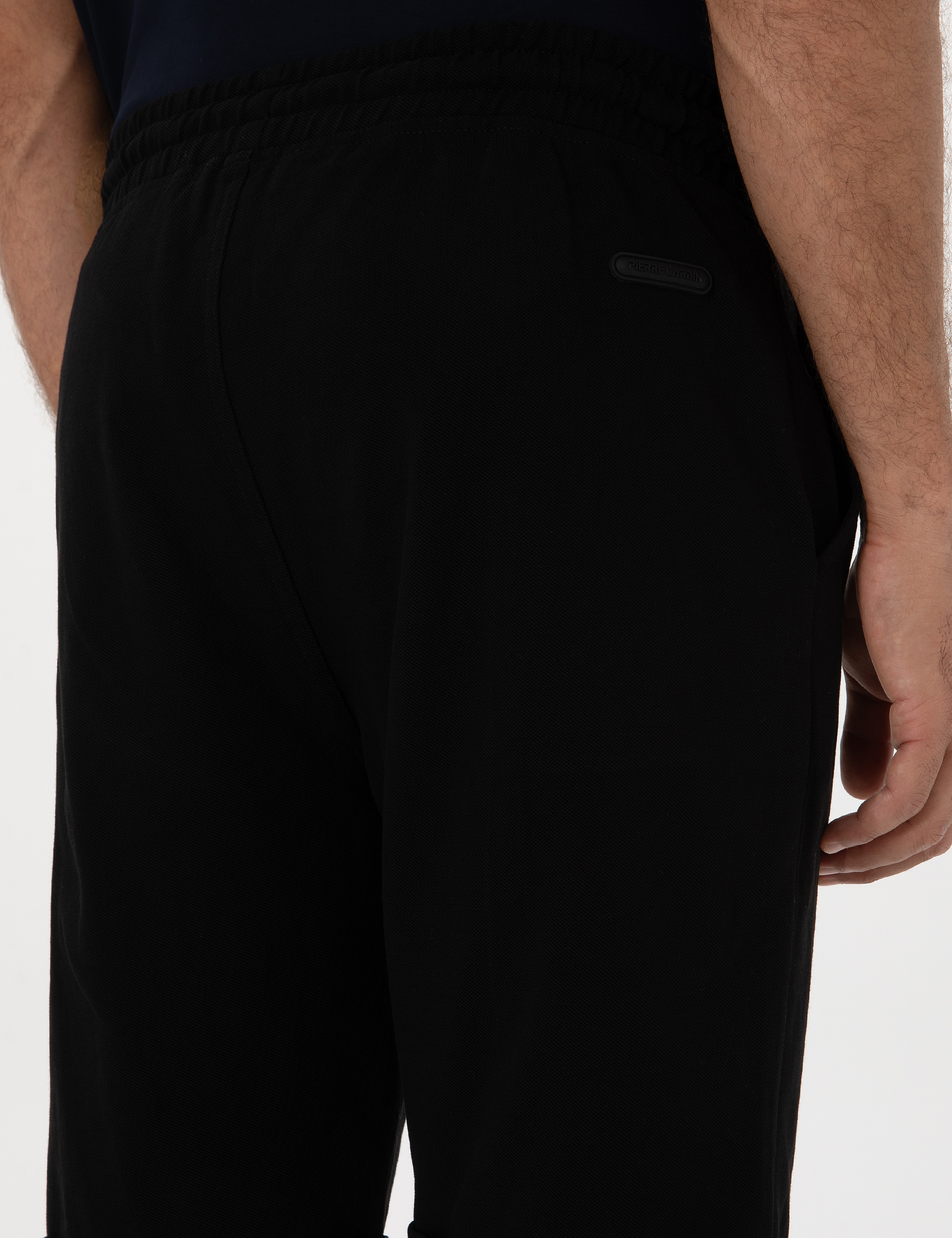 Siyah Regular Fit Örme Şort - Image 6