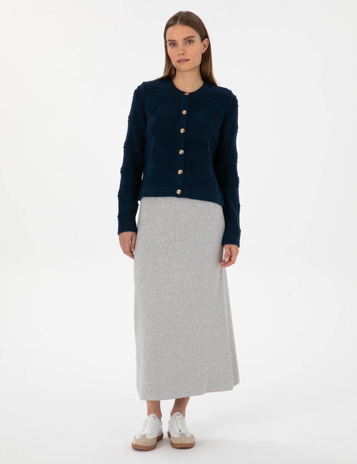 Lacivert Slim Fit Triko Hırka - 50310960011