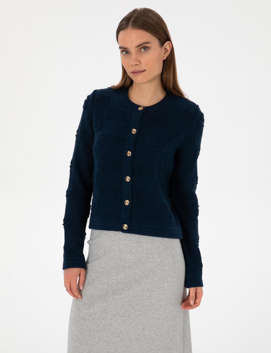 Lacivert Slim Fit Triko Hırka