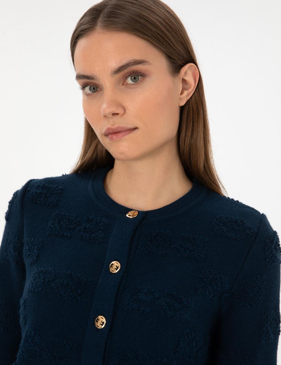 Lacivert Slim Fit Triko Hırka