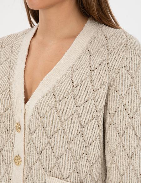 Ekru Regular Fit Triko Hırka - 50310988004