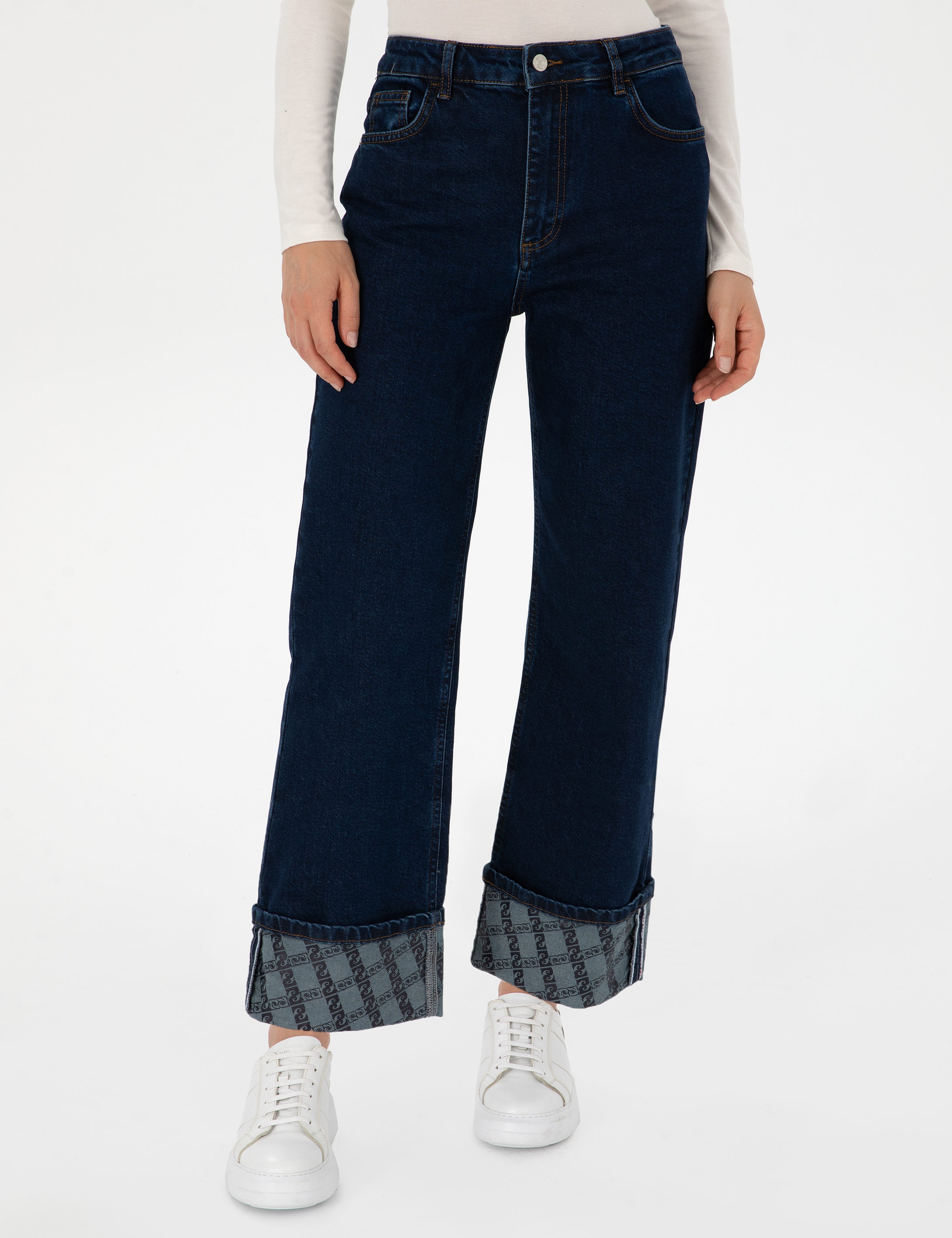 Koyu İndigo Loose Fit Jean Pantolon - Image 2