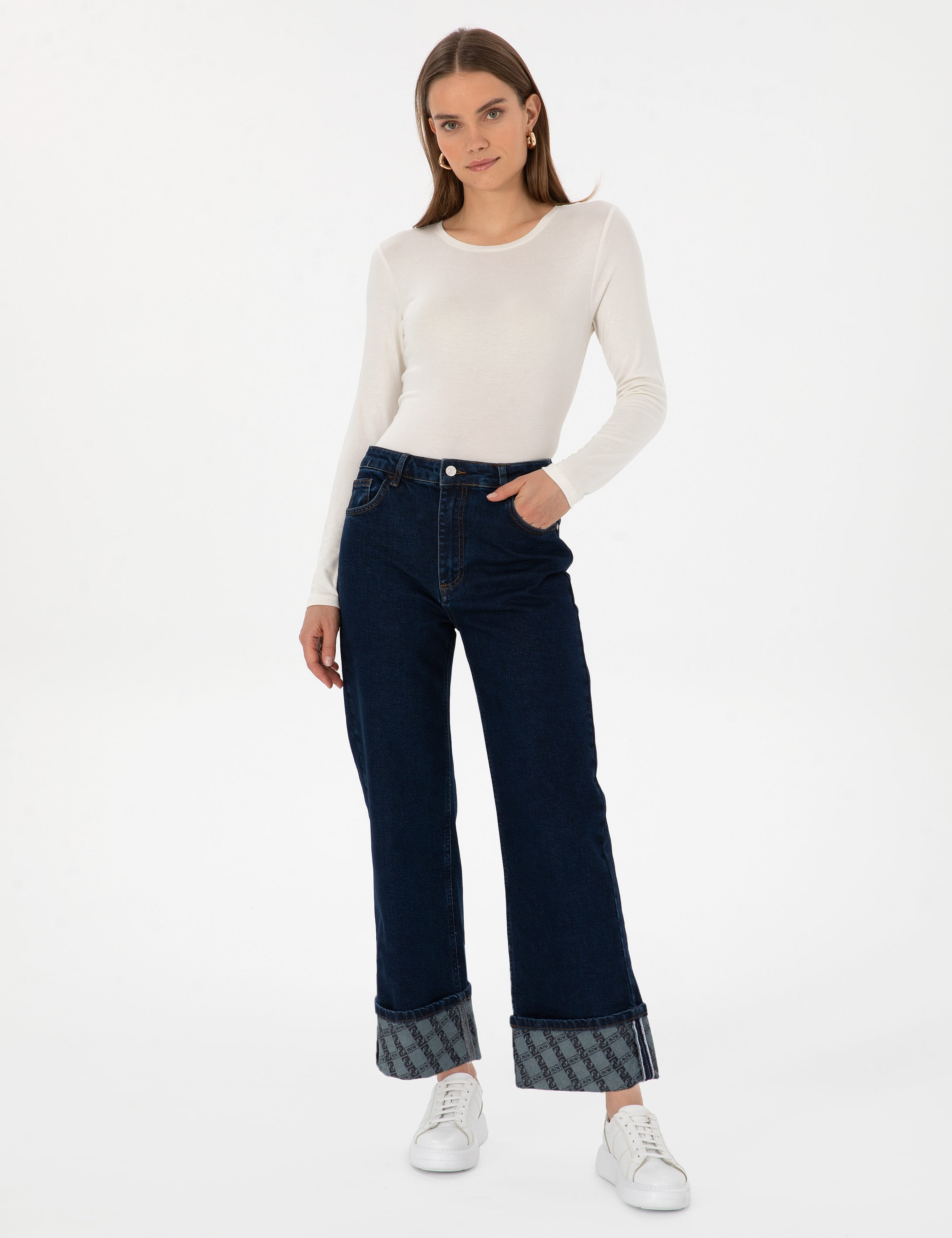 Koyu İndigo Loose Fit Jean Pantolon
