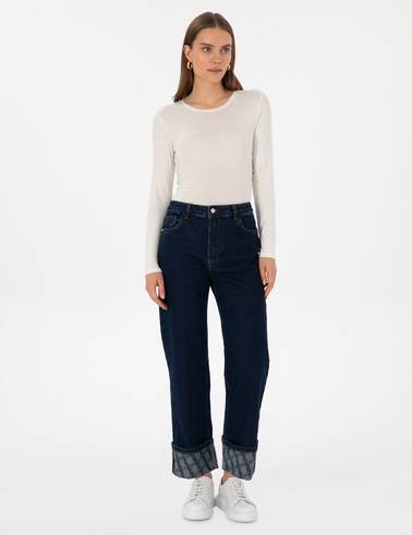 Koyu İndigo Jean Pantolon