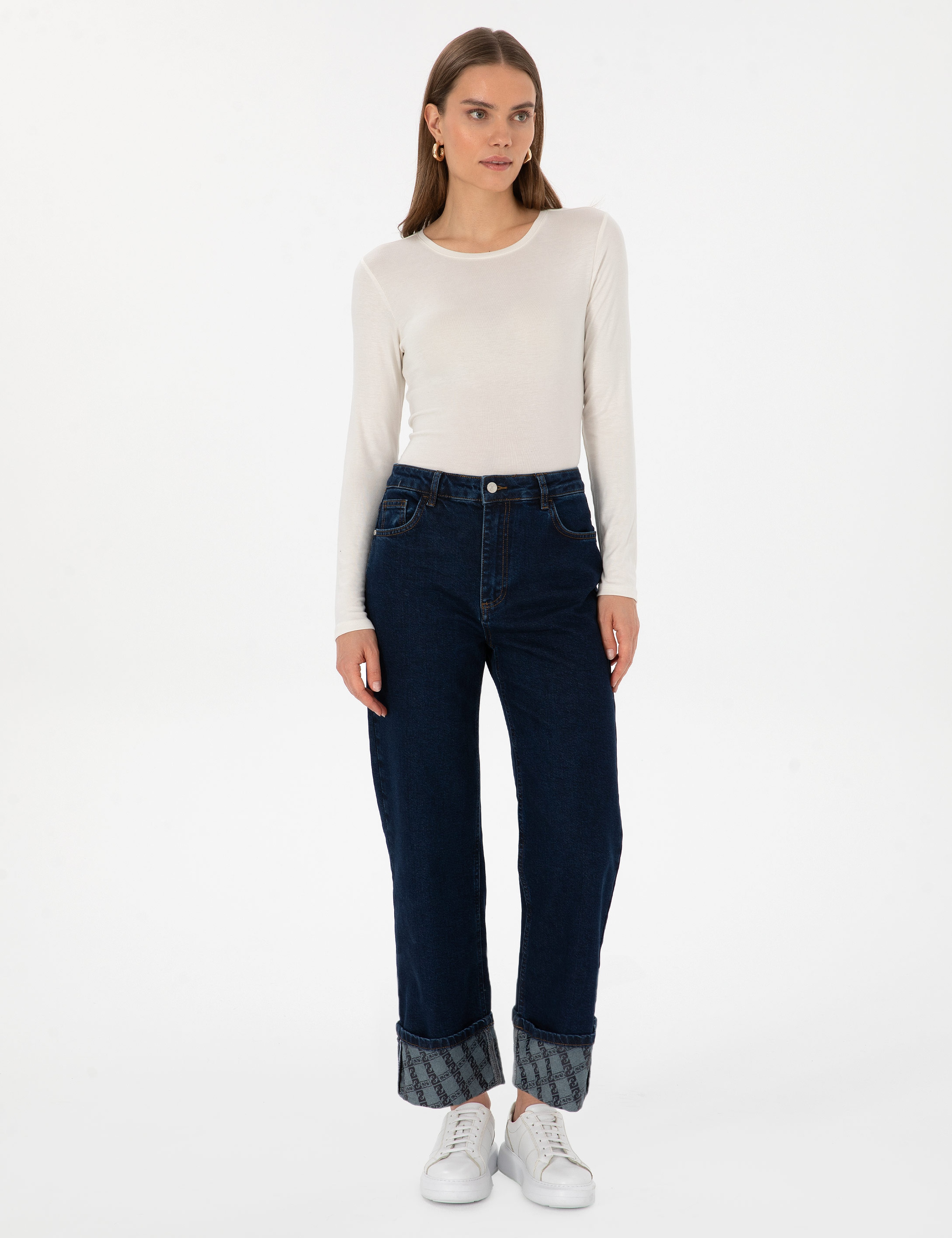 Koyu İndigo Loose Fit Jean Pantolon - Image 1