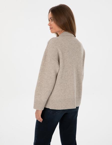 Bej Comfort Fit Yün Polo Yaka Kazak - 50310992001