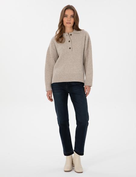 Bej Comfort Fit Yün Polo Yaka Kazak - 50310992001