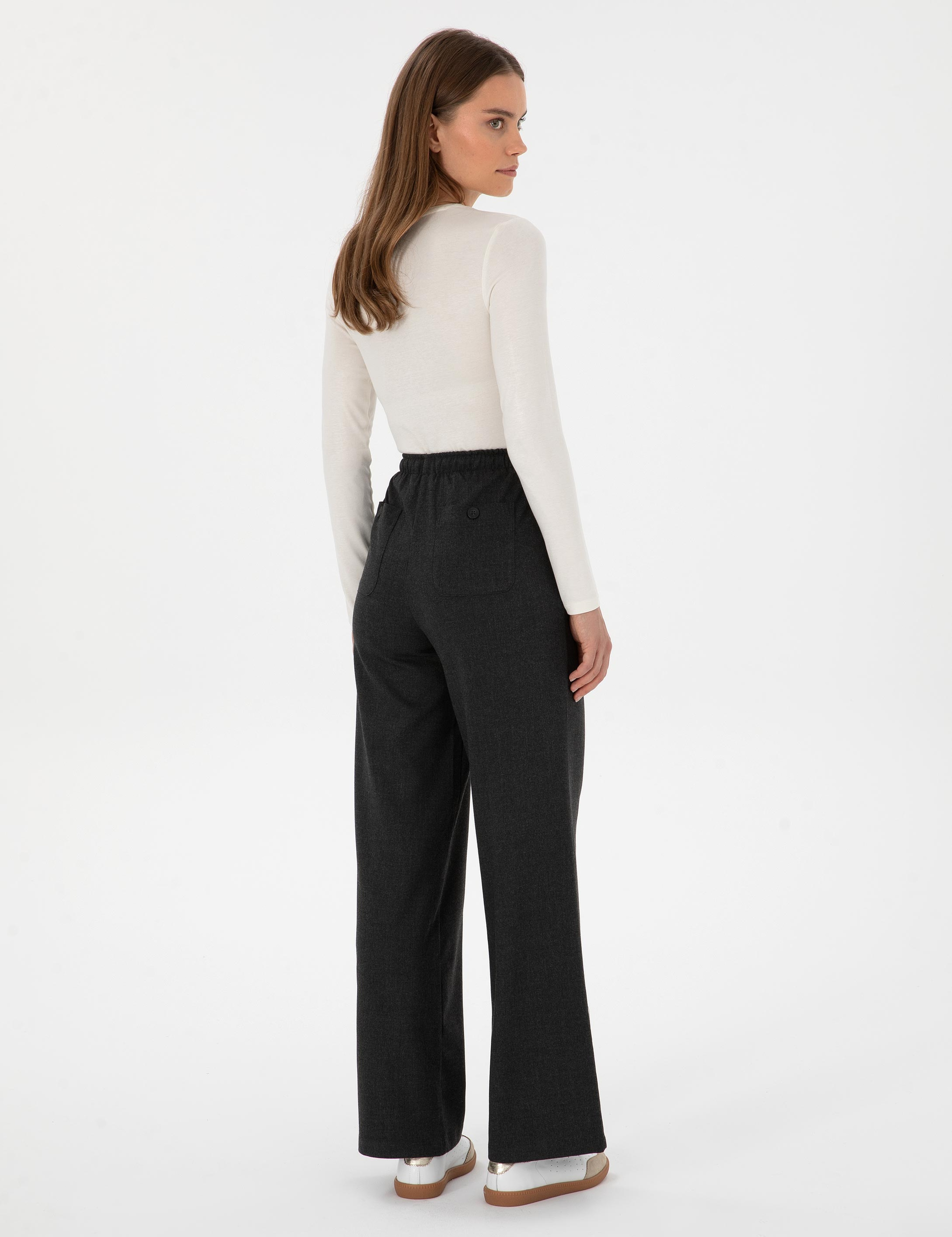 Antrasit Loose Fit Kanvas Pantolon - Image 4