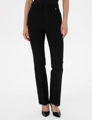 Siyah Flare Fit Kumaş Pantolon