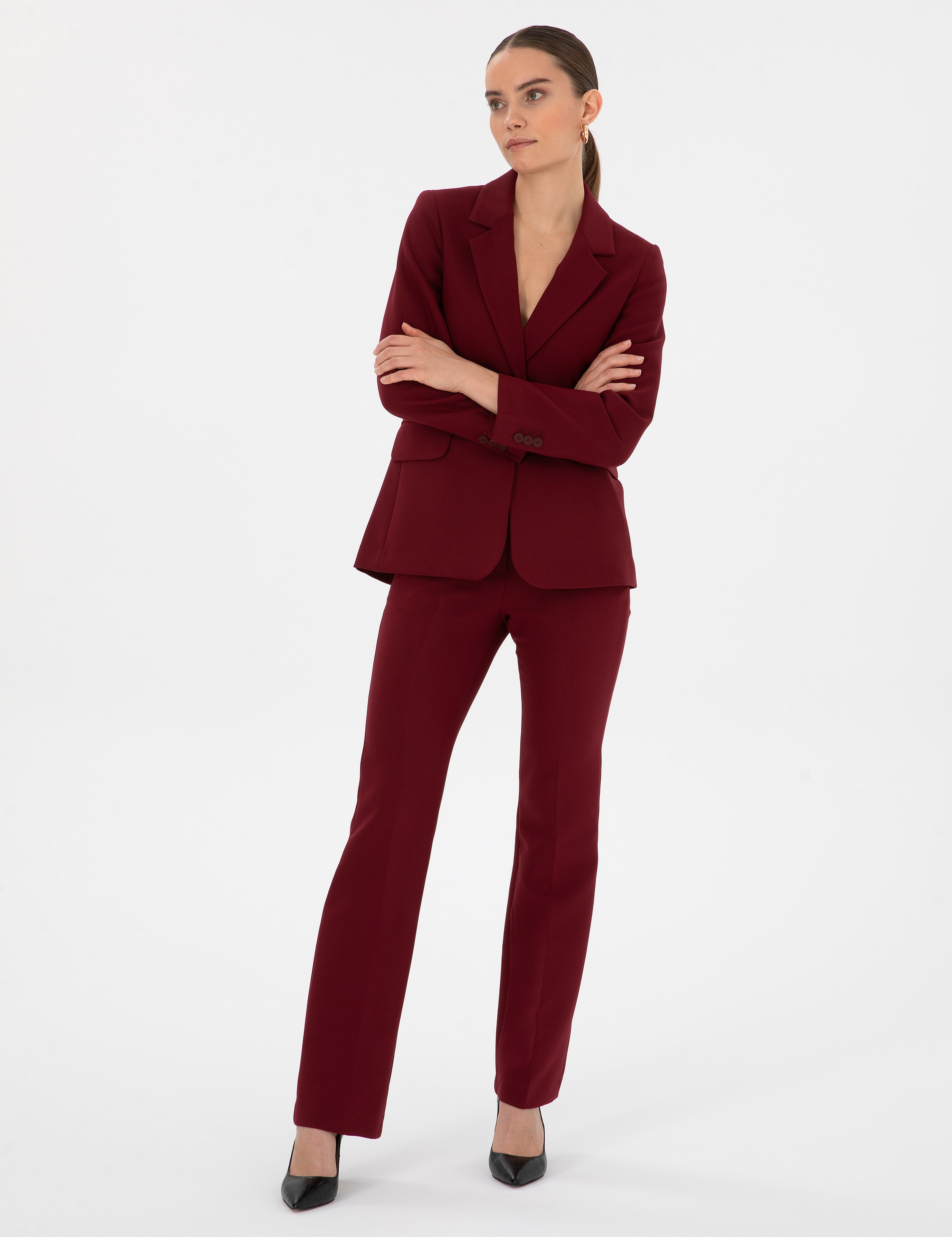 Vişne Flare Fit Kumaş Pantolon