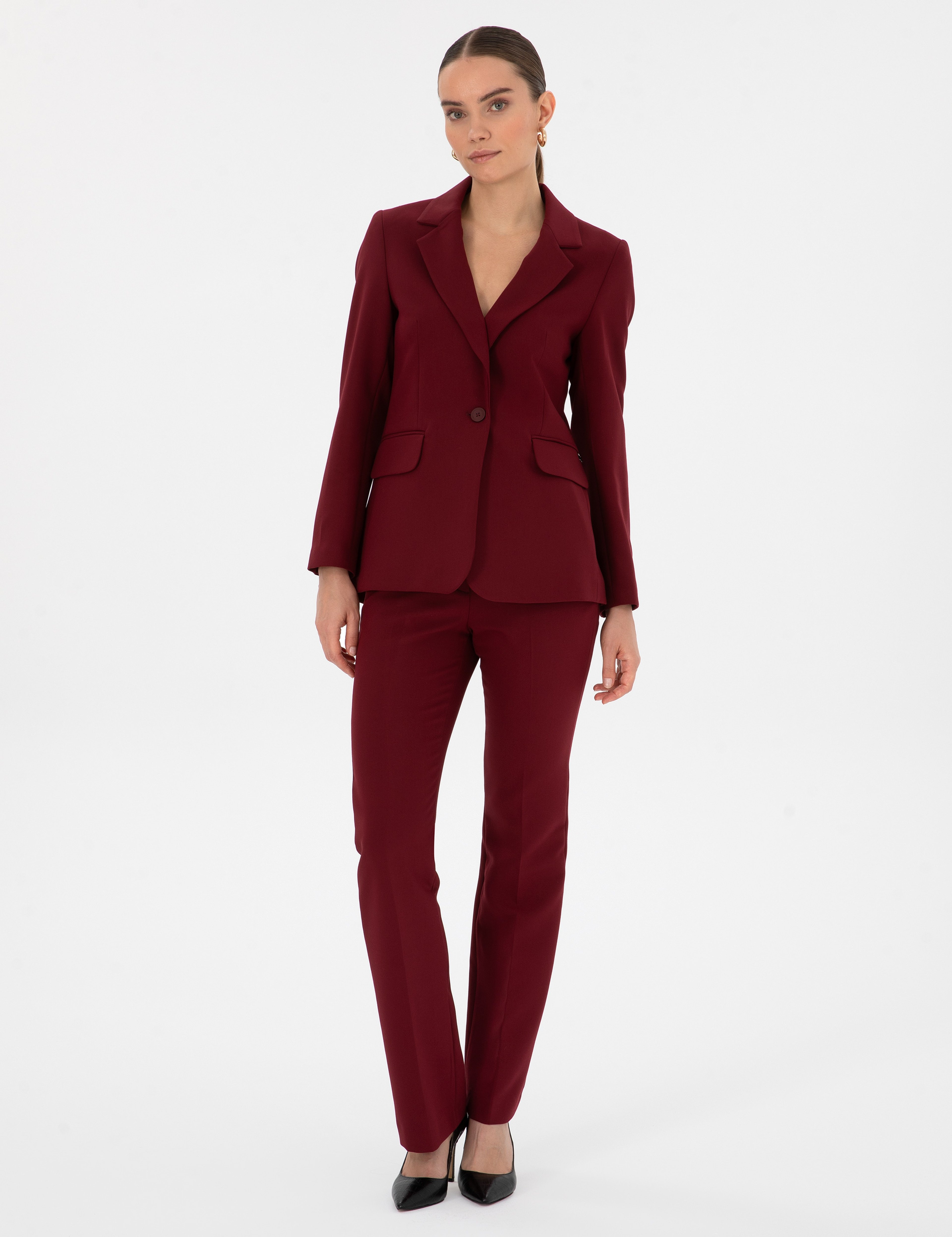 Vişne Flare Fit Kumaş Pantolon - Image 1