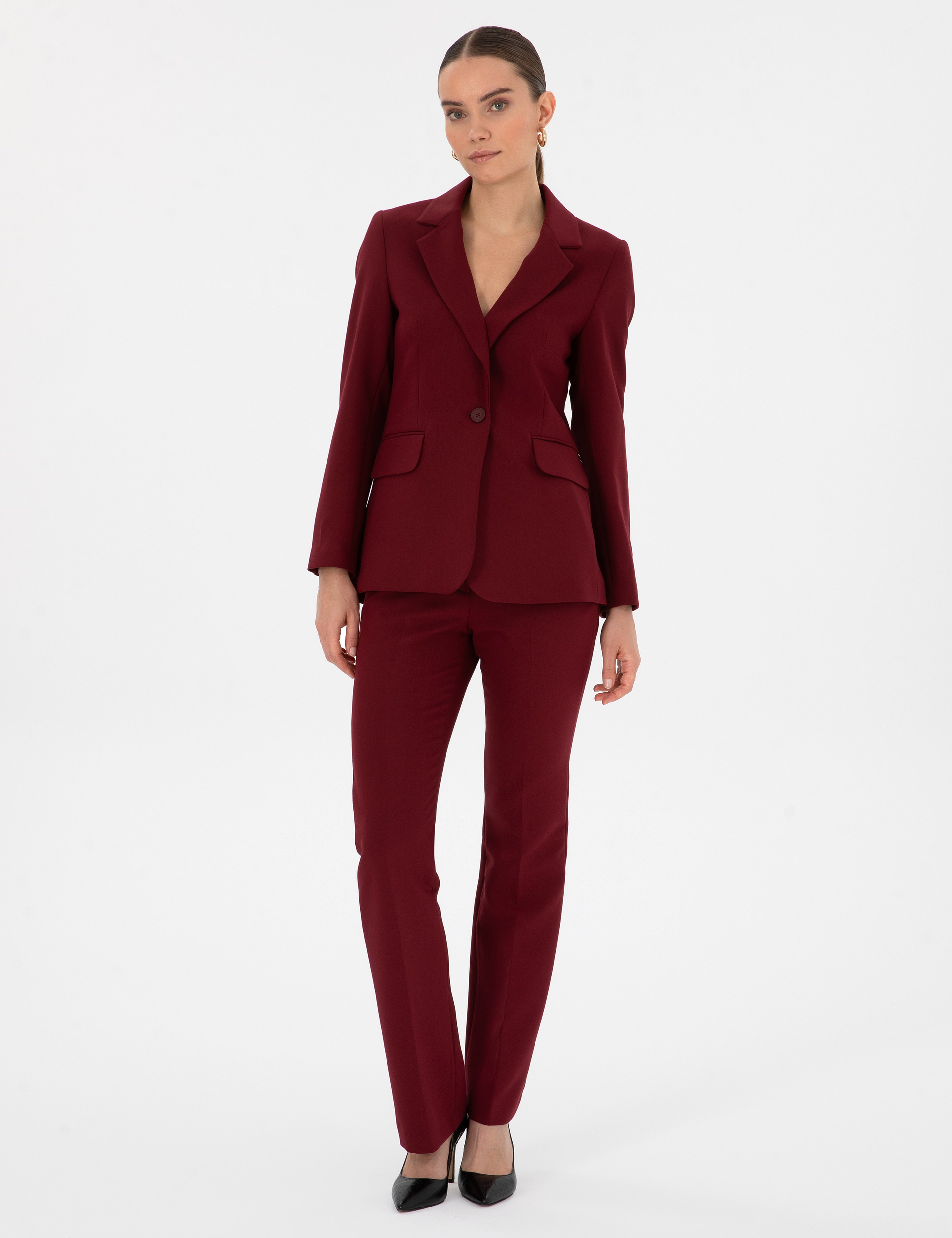 Vişne Flare Fit Kumaş Pantolon