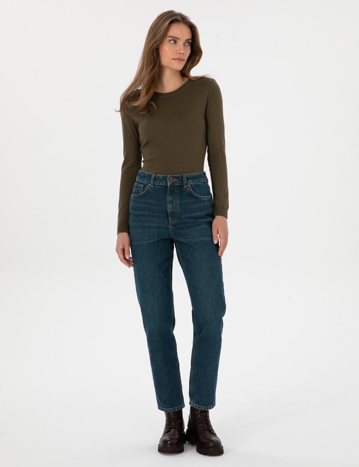 Mom Hıgh Waıst Koyu İndigo Jean Pantolon - 50308396001