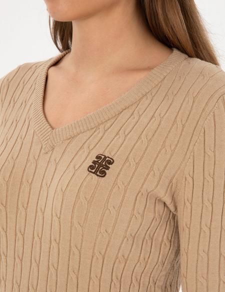 Bej Melanj Ex. Slim Fit Basic Kazak - 50317062032