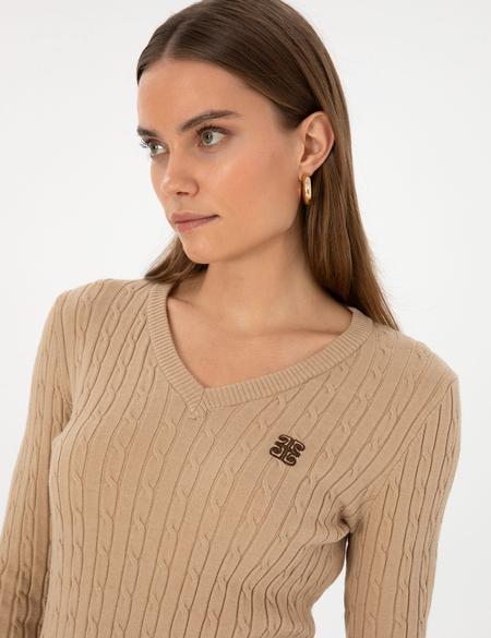 Bej Melanj Ex. Slim Fit Basic Kazak - 50317062032