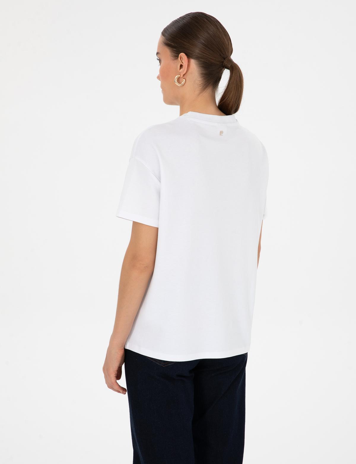 Beyaz Oversize Basic Tişört - 50316880003