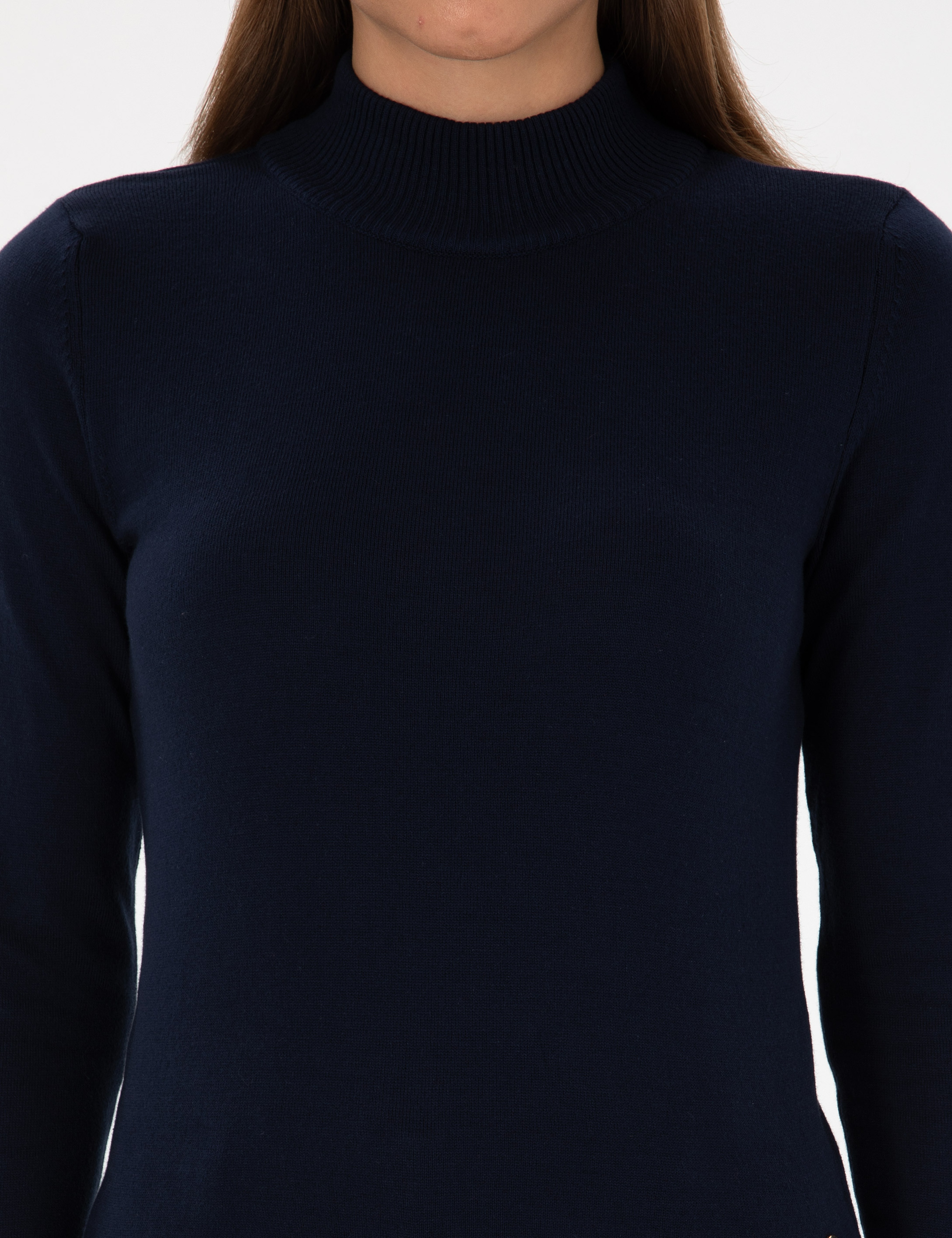 Lacivert Slim Fit Yarım Balıkçı Yaka Basic Kazak