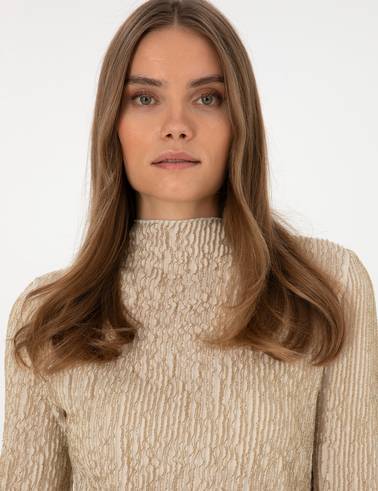 Krem Slim Fit Örme Bluz