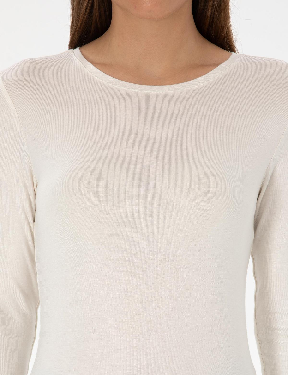 Ekru Slim Fit Örme Bluz - 50317061013