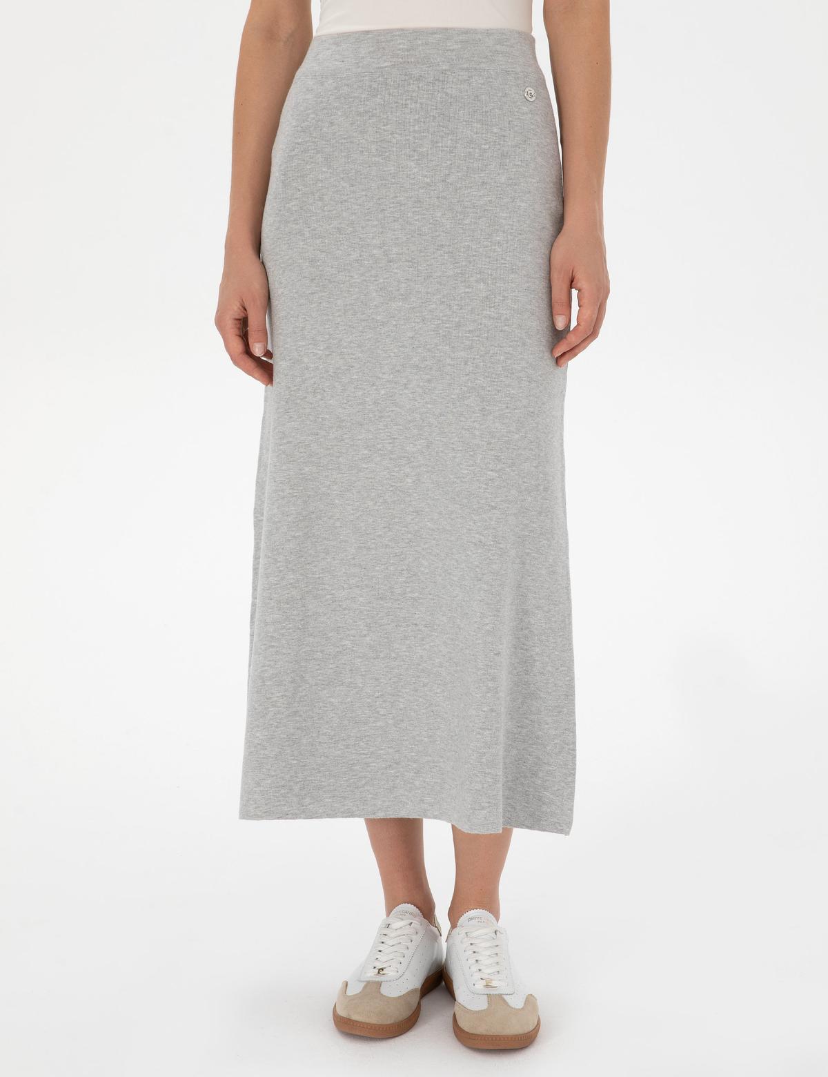 Gri Melanj A Kesim Triko Etek - 50311060012