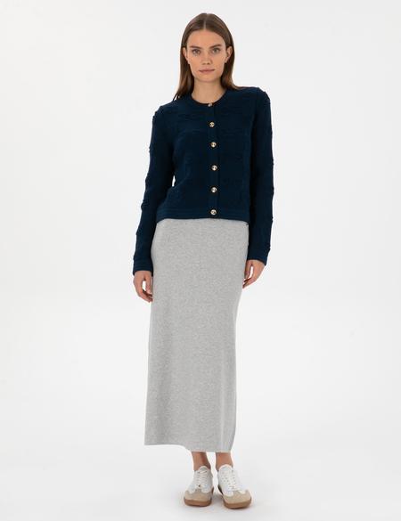 Gri Melanj A Kesim Triko Etek - 50311060012