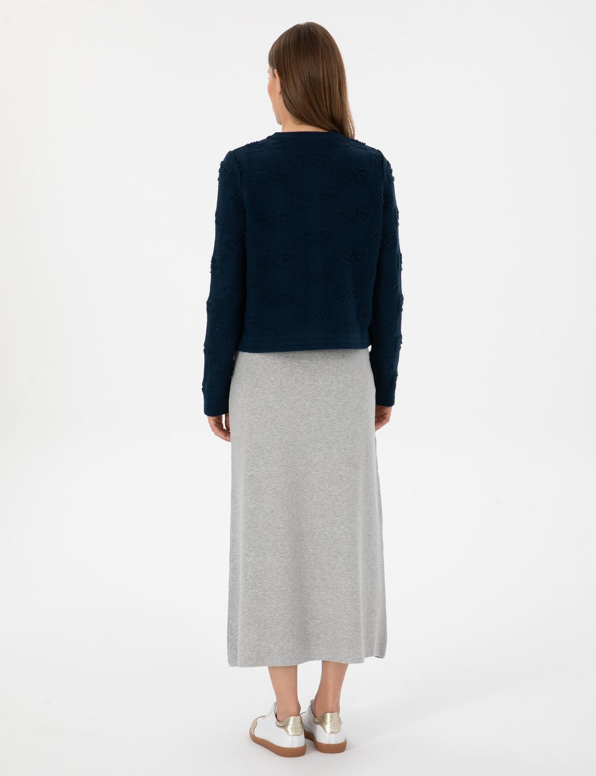 Gri Melanj A Kesim Triko Etek - 50311060012