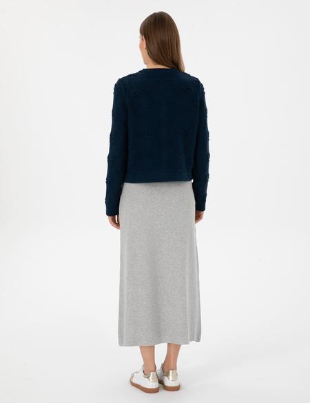 Gri Melanj A Kesim Triko Etek - 50311060012