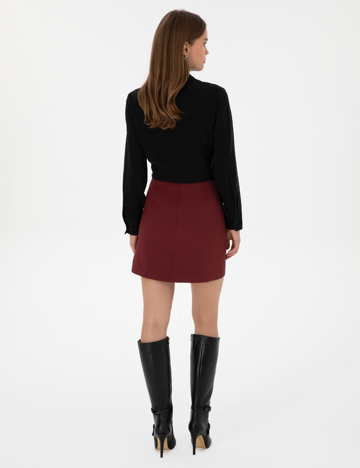 Bordo Dokuma Etek - 50318251010