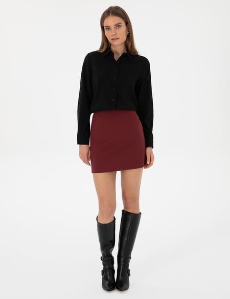 Bordo Dokuma Etek - 50318251010