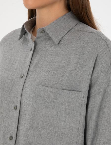 Gri Oversize Uzun Kollu Gömlek - 50313653002