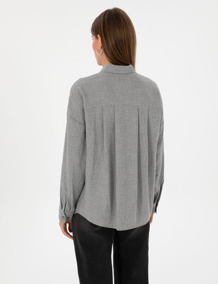 Gri Oversize Uzun Kollu Gömlek - 50313653002