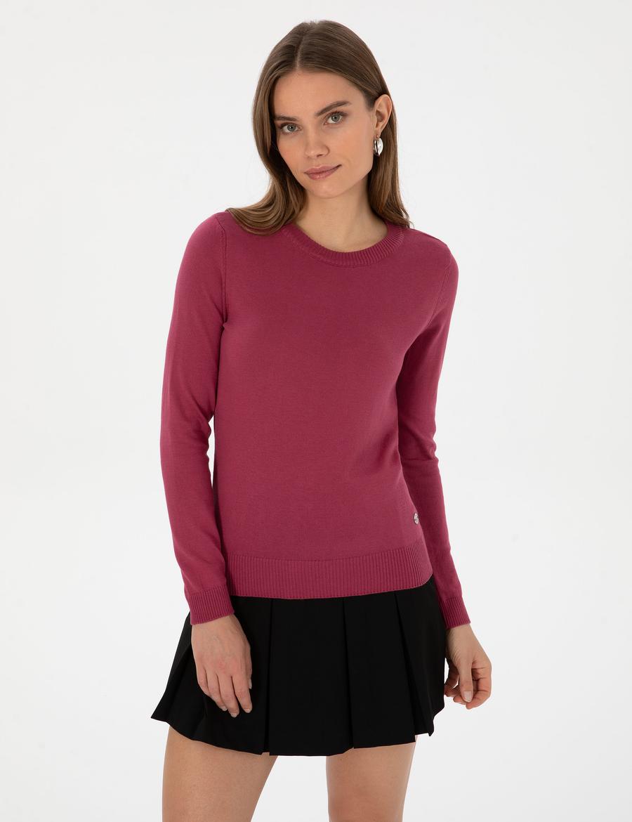 Gül Kurusu Slim Fit Bisiklet Yaka Basic Kazak