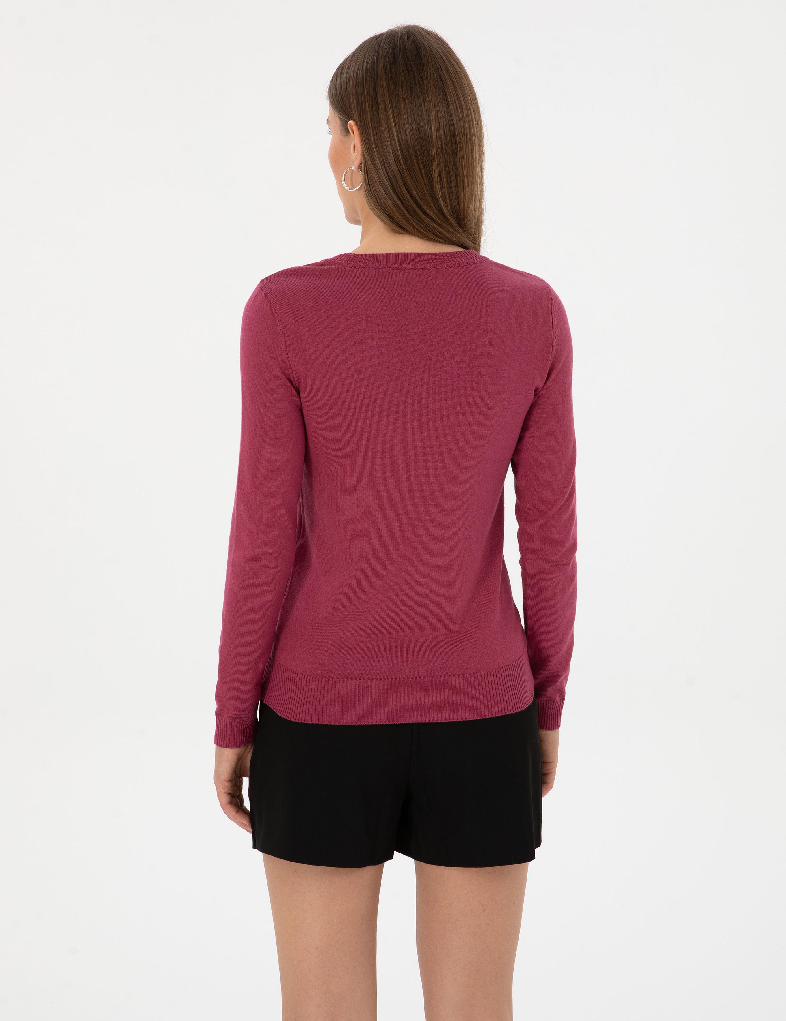 Gül Kurusu Slim Fit Bisiklet Yaka Basic Kazak