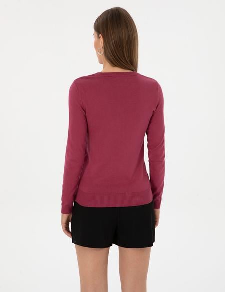 Gül Kurusu Slim Fit Bisiklet Yaka Basic Kazak - 50315758026