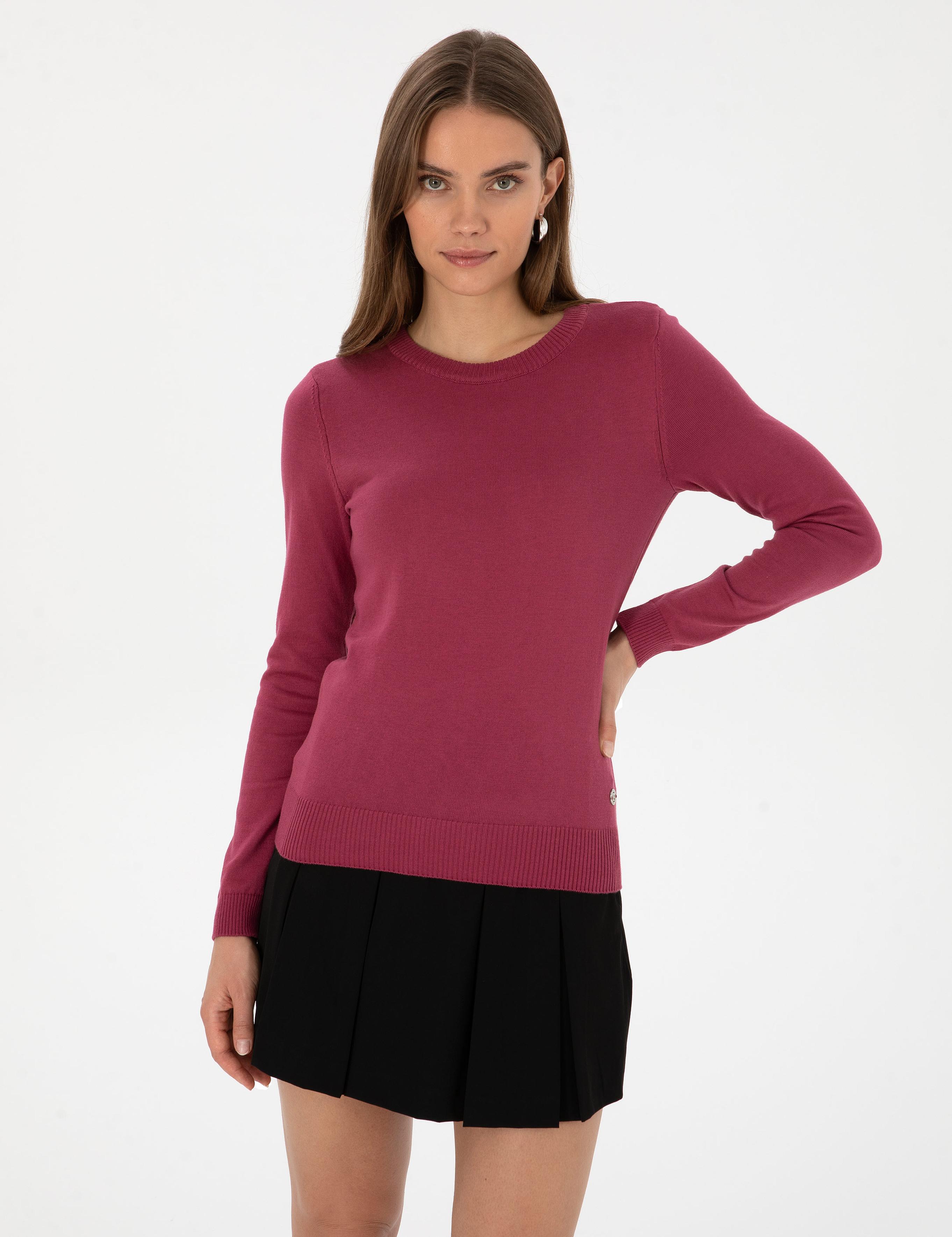 Gül Kurusu Slim Fit Bisiklet Yaka Basic Kazak