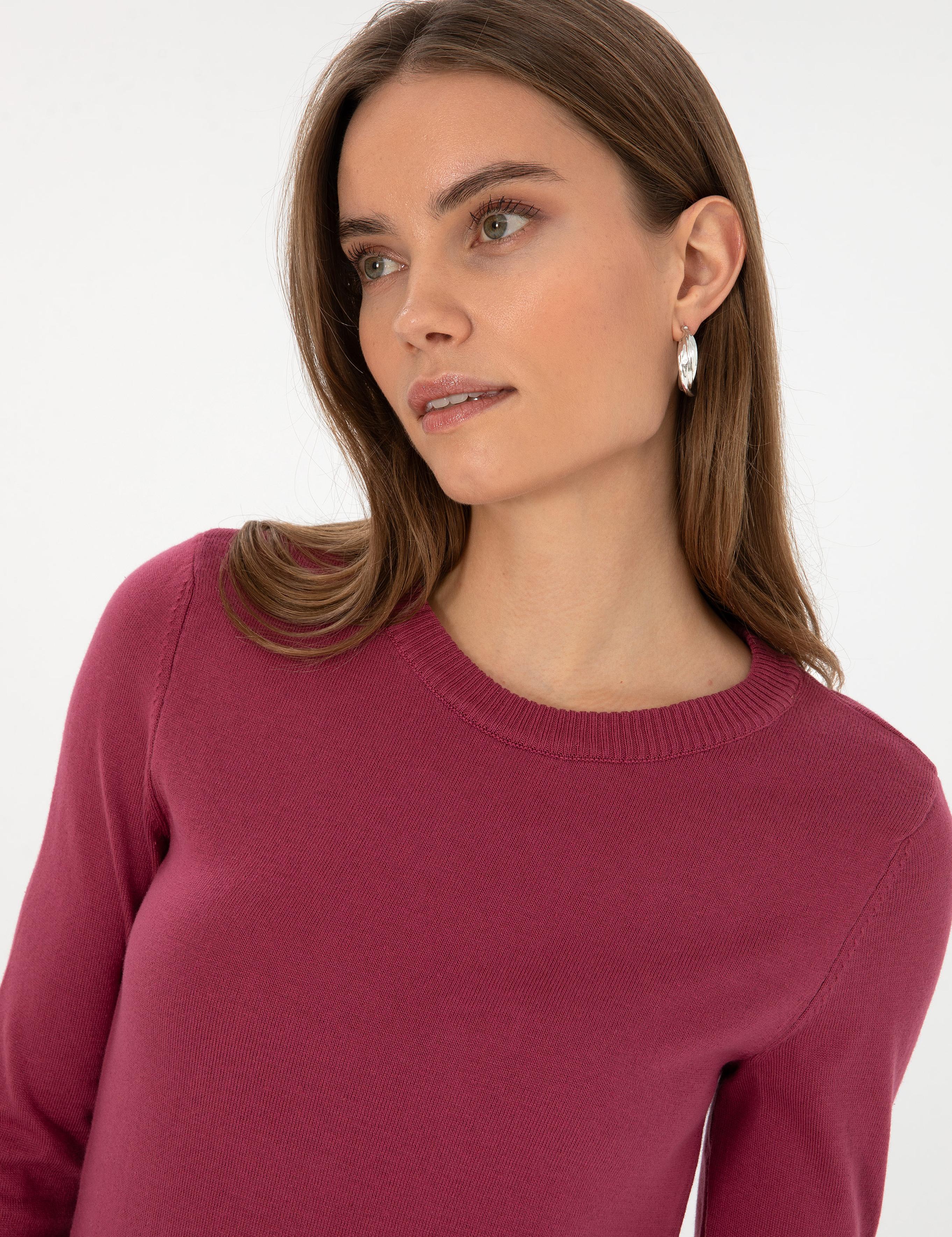 Gül Kurusu Slim Fit Bisiklet Yaka Basic Kazak