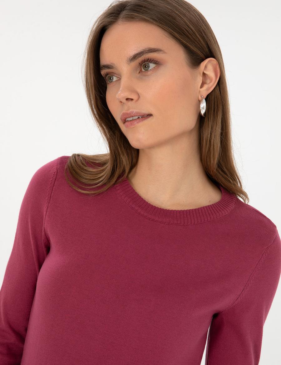 Gül Kurusu Slim Fit Bisiklet Yaka Basic Kazak