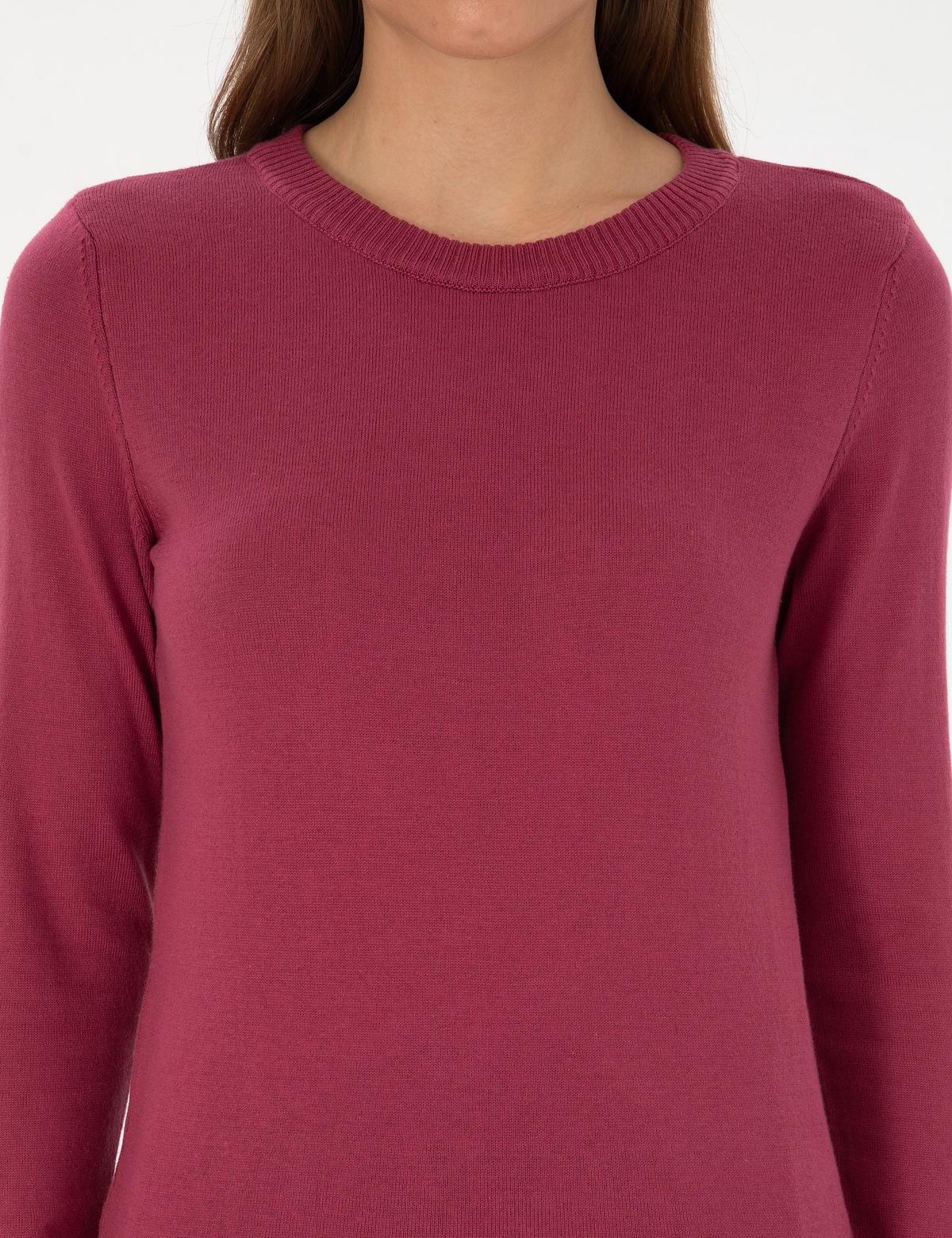 Gül Kurusu Slim Fit Bisiklet Yaka Basic Kazak - 50315758026