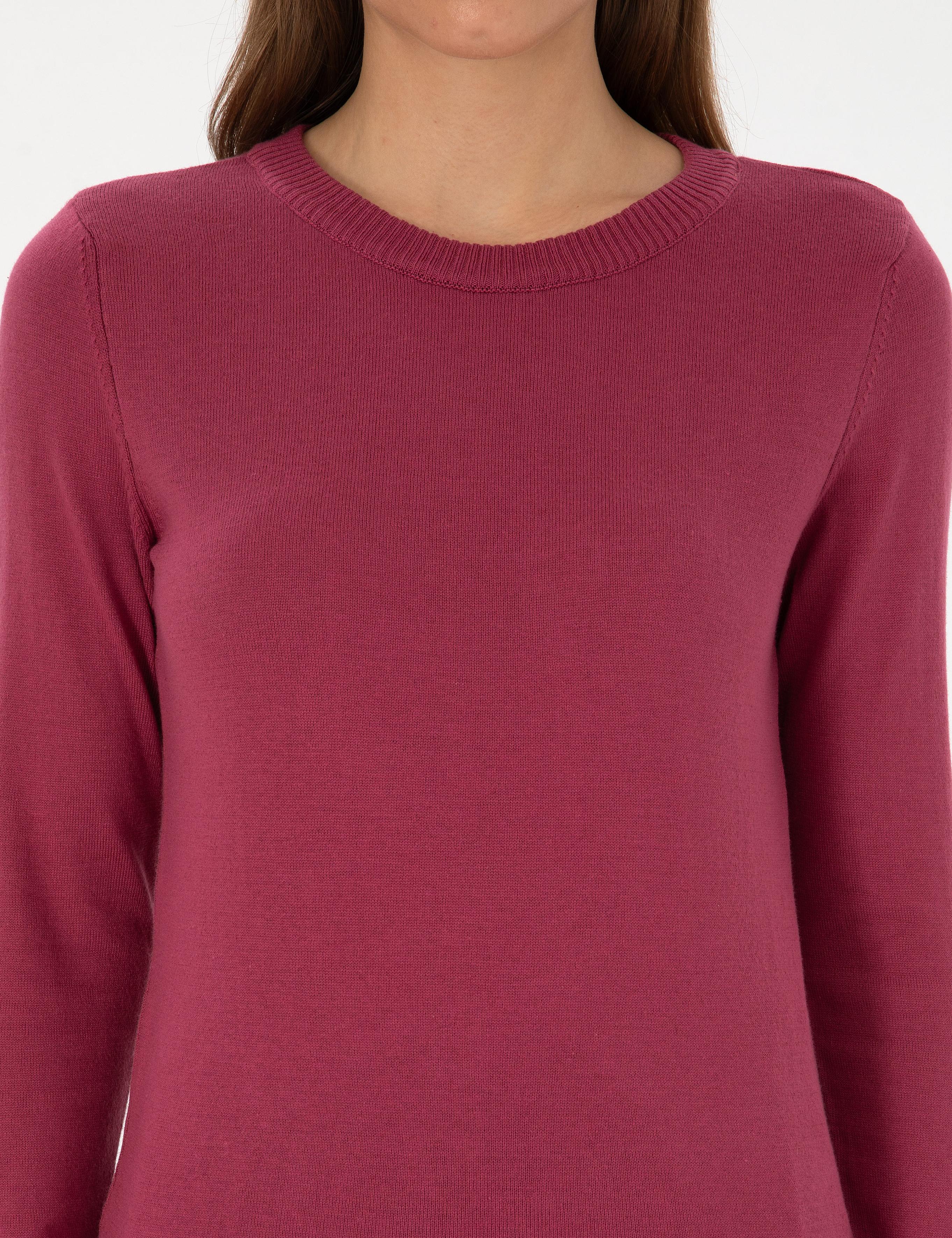 Gül Kurusu Slim Fit Bisiklet Yaka Basic Kazak