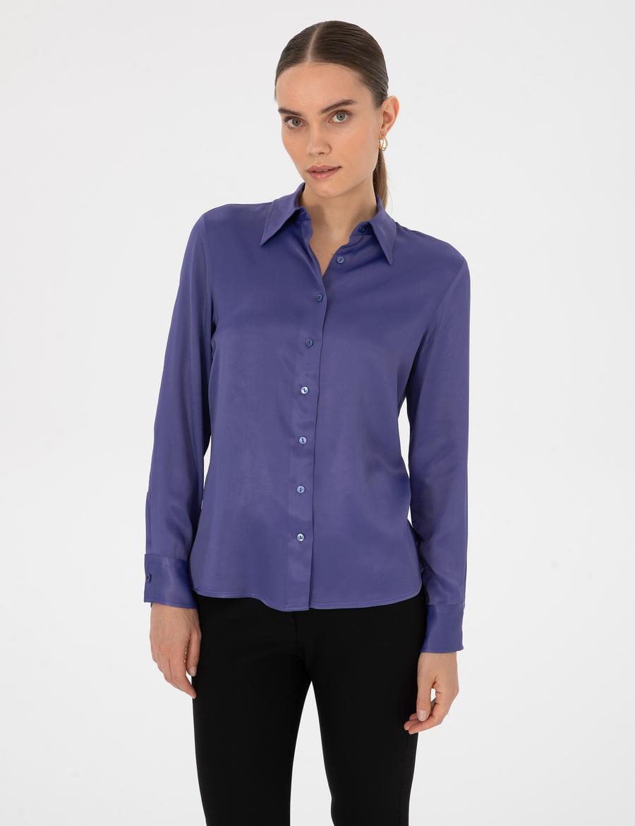 Mor Regular Fit Uzun Kollu Gömlek