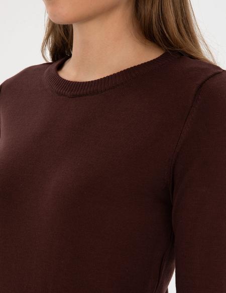 Kahverengi Slim Fit Bisiklet Yaka Basic Kazak - 50315758070