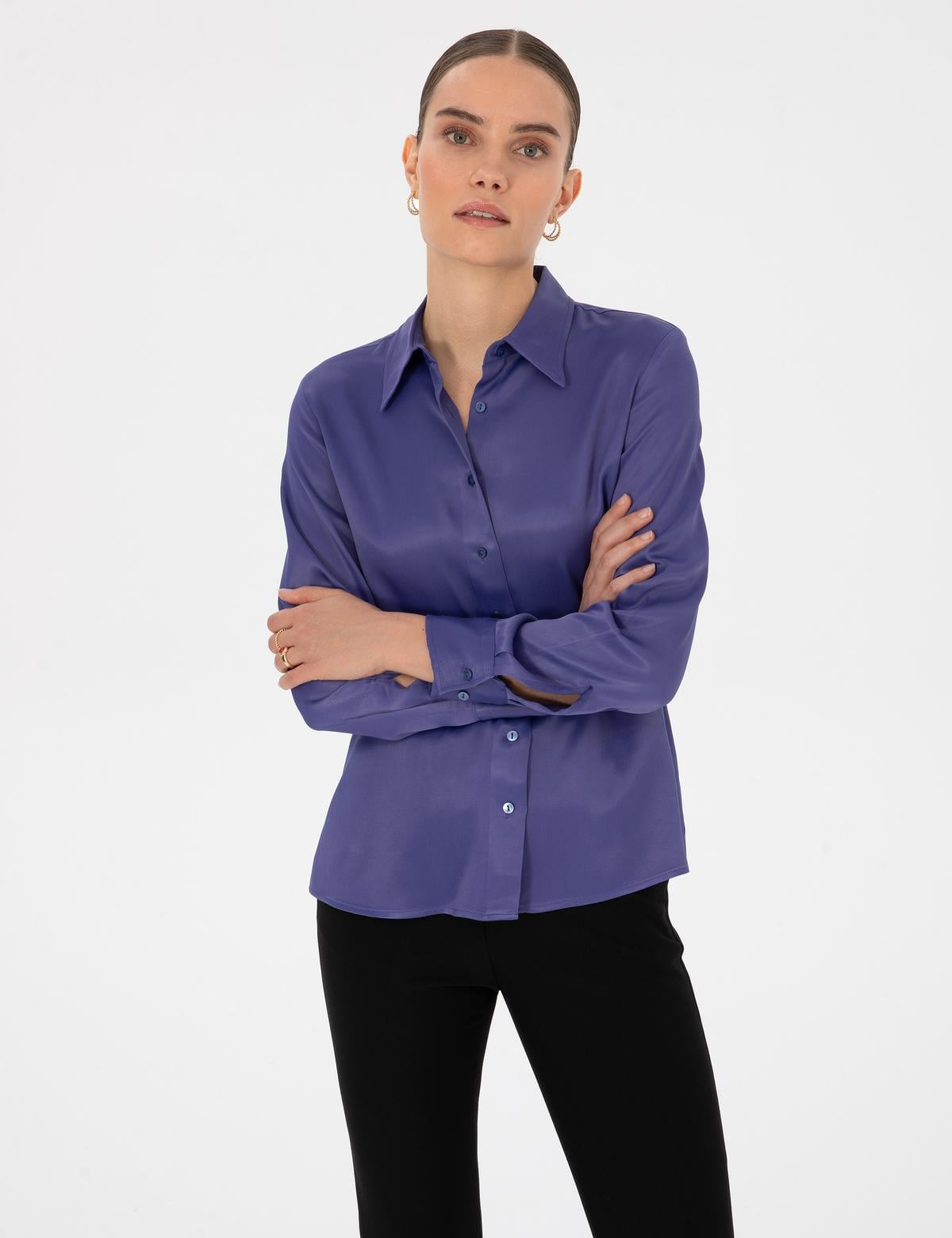 Mor Regular Fit Uzun Kollu Gömlek - 50318229002