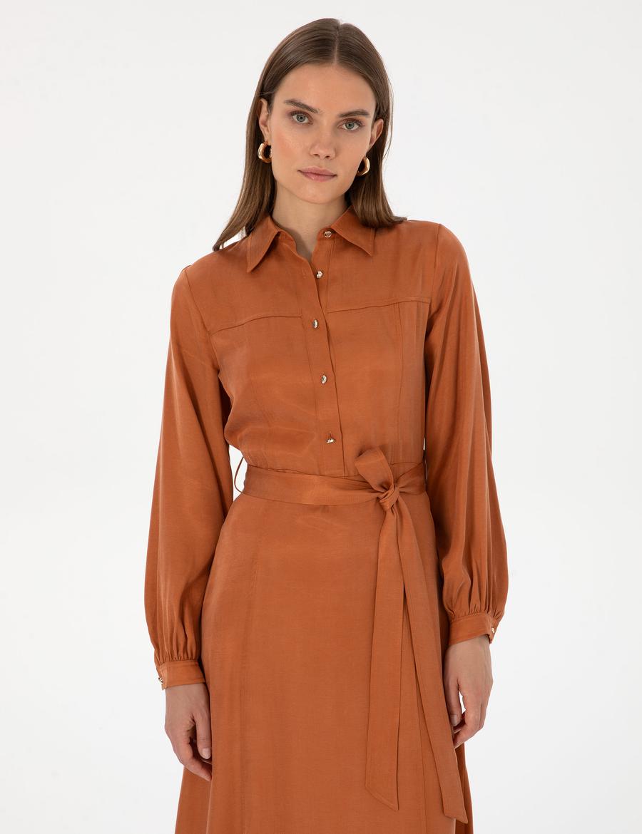 Tarçın Comfort Fit Dokuma Elbise