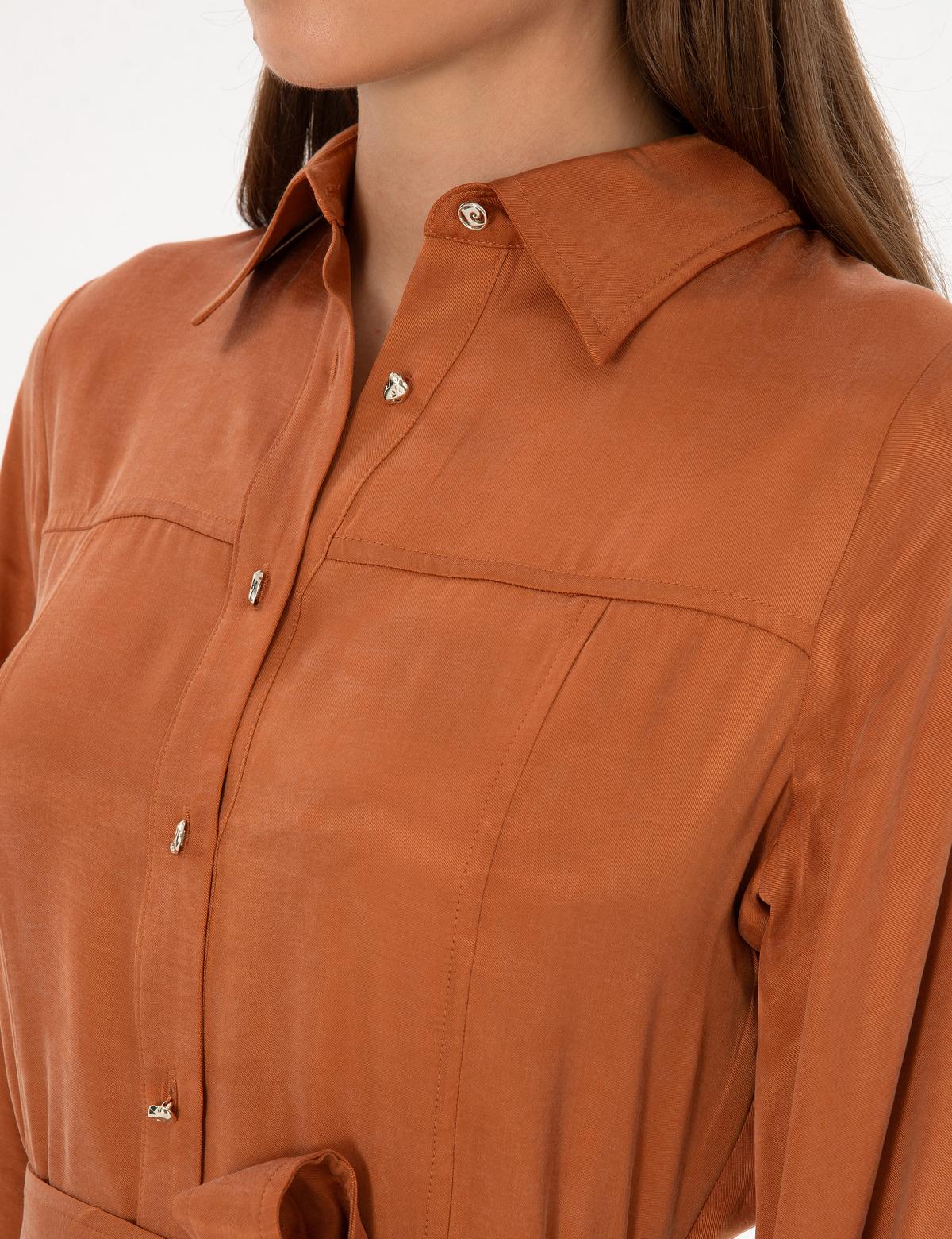 Tarçın Comfort Fit Dokuma Elbise - 50313239002