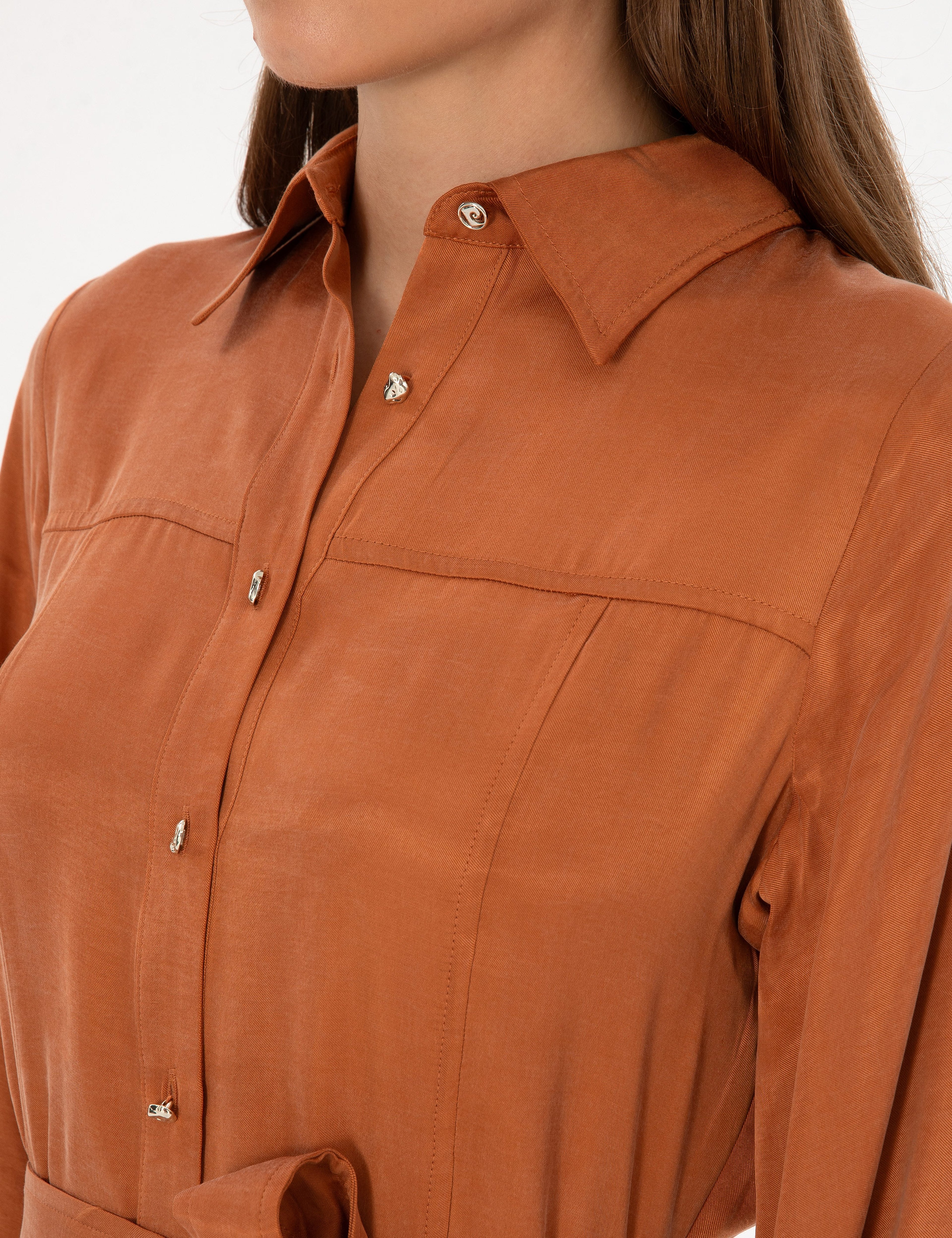 Tarçın Comfort Fit Dokuma Elbise - Image 6
