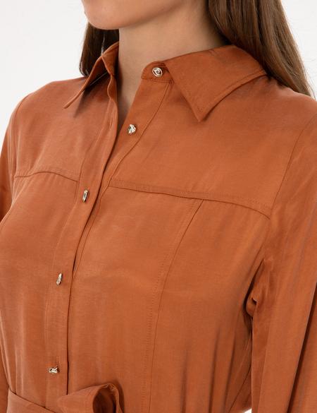 Tarçın Comfort Fit Dokuma Elbise - 50313239002